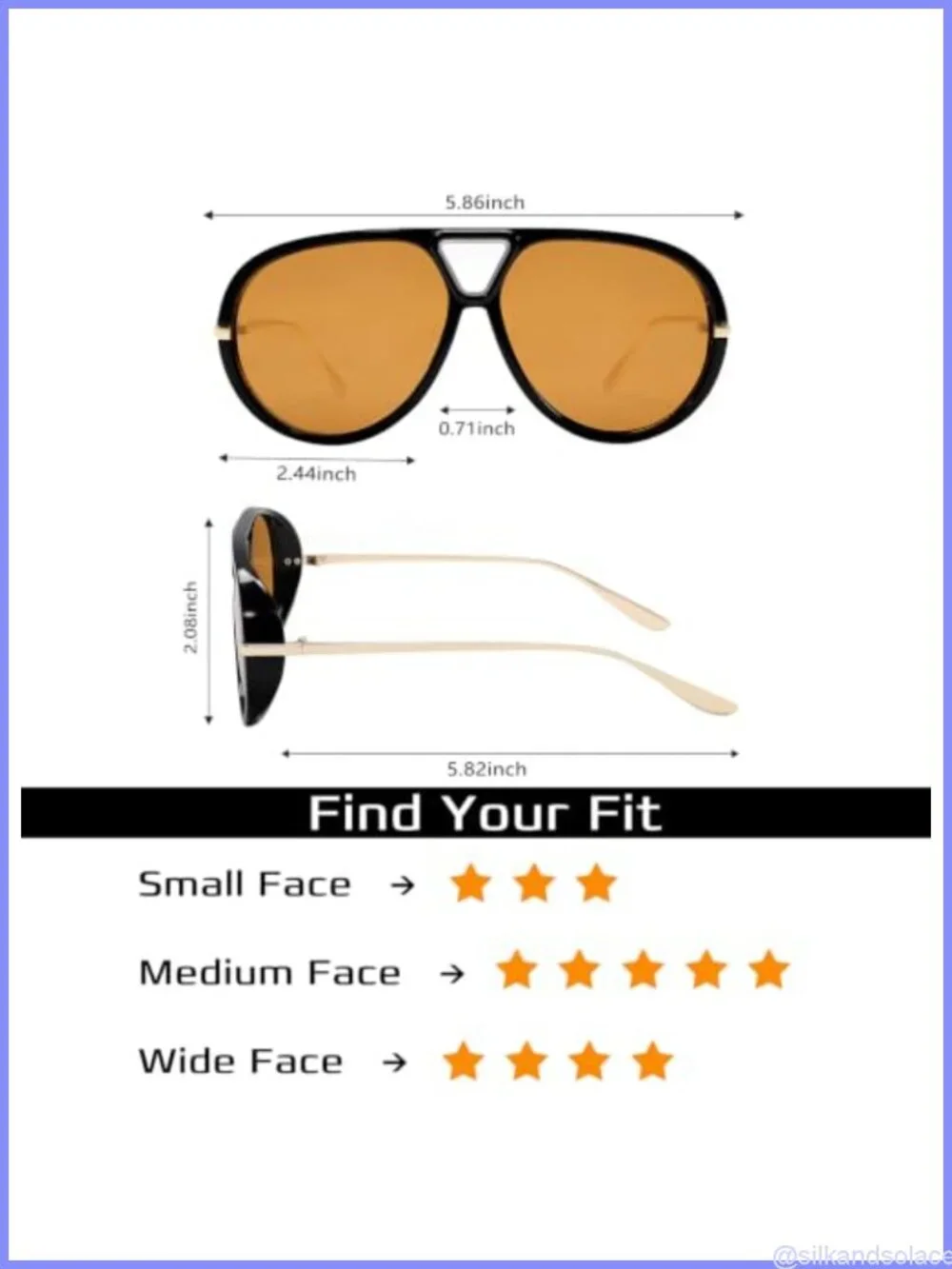 Oversized Retro Aviator Sunglasses UV Protection Cycling Diving Shield